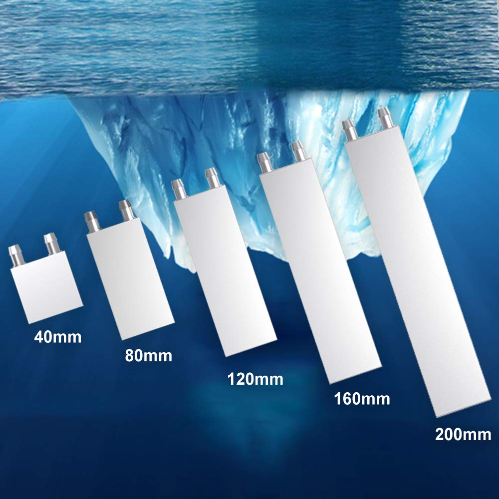 DIYhz Aluminum Water Cooling Block Liquid Cooler Heat Sink for PC CPU Graphics Radiator Heatsink Silver 40mm x 120mm x 12mm - View 5 of 5