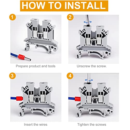 Erayco Erayco UK2.5B-GR DIN Rail Terminal Block - 600V 20A, Screw Clamp, 24-12AWG, Pack of 100 for Reliable Electrical Connections - View 7 of 9