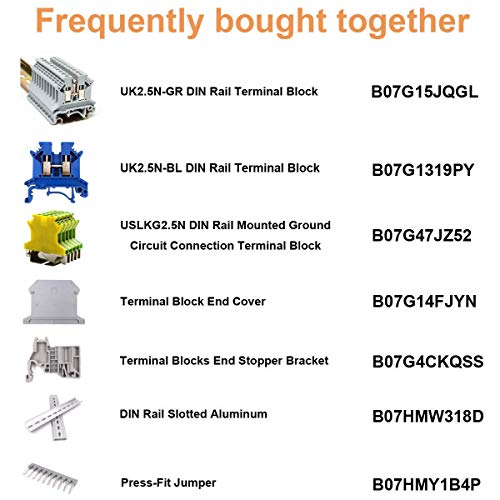 Erayco Erayco UK2.5B-GR DIN Rail Terminal Block - 600V 20A, Screw Clamp, 24-12AWG, Pack of 100 for Reliable Electrical Connections - View 9 of 9