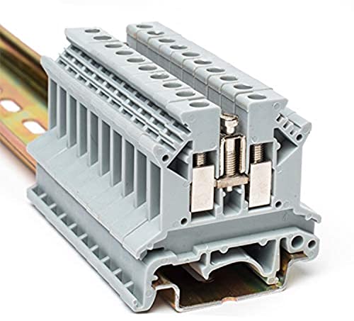 Erayco Erayco UK2.5B-GR DIN Rail Terminal Block - 600V 20A, Screw Clamp, 24-12AWG, Pack of 100 for Reliable Electrical Connections