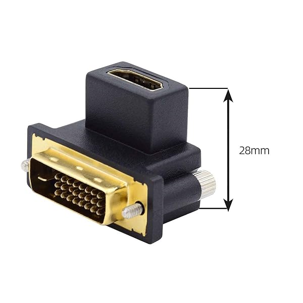 cablecc 90 Degree DVI Male to HDMI Female Adapter - Cablecc Up Angled for Computer, HDTV & Graphics Card - View 5 of 8