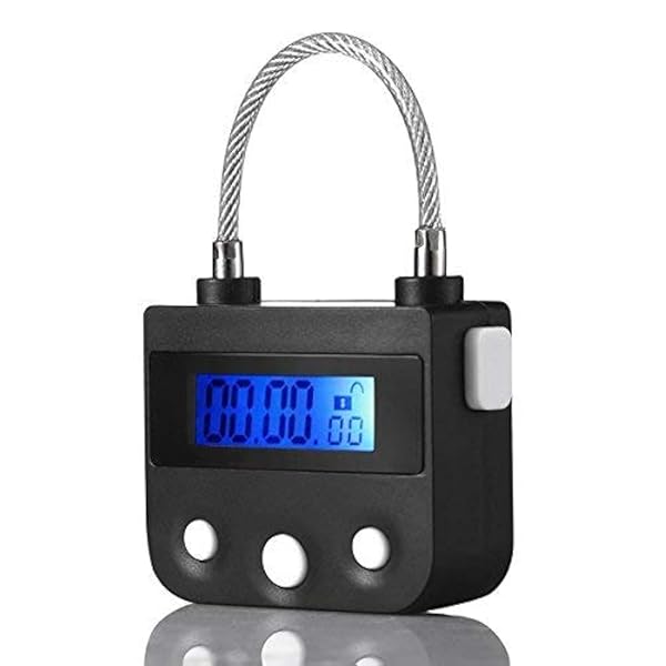 HIPLAYGIRL 99-Hour Max Timing Lock: Flexible Braided Steel Cable Padlock with LCD Display - Secure Your Belongings!