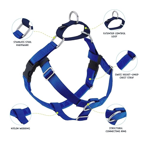 2 Hounds Design 2 Hounds Design Freedom No Pull Dog Harness Adjustable Easy Walking Comfortable Control Fits All Sizes Made in USA Royal Blue - View 2 of 7
