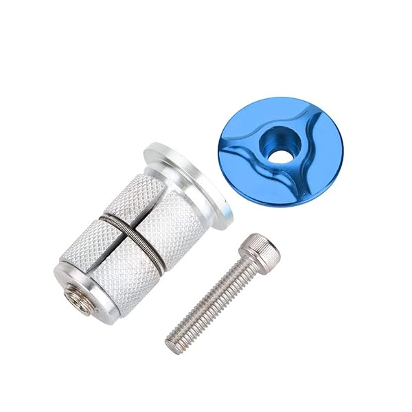 "Aluminum Alloy Bike Stem Headset Top Cap - Universal Fork Expander Bung (1"/1.25") - Blue Compression Plug for VTT"