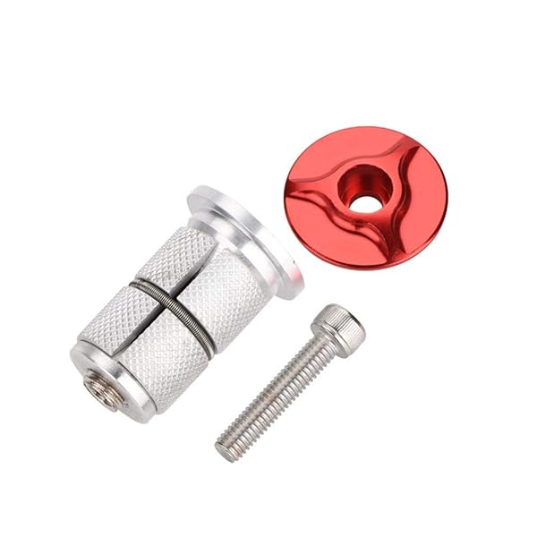 "Top Carbon Headset Cap for Bikes - Aluminum Alloy Stem Compression Plug (1"/1.25") - Red Fork Expander"