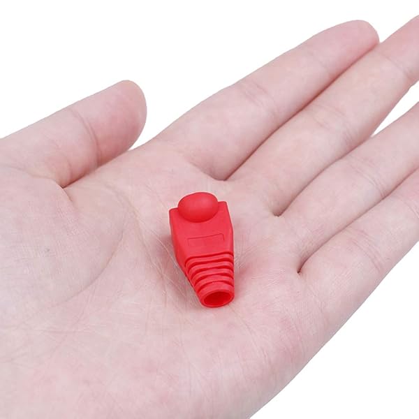 AKOAK AKOAK 100 Pack Red RJ45 Connectors Cat6 Cat5E Ethernet Cable Plugs with Strain Relief Boots for Network Connections - View 3 of 6