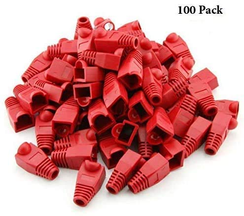 AKOAK AKOAK 100 Pack Red RJ45 Connectors Cat6 Cat5E Ethernet Cable Plugs with Strain Relief Boots for Network Connections - View 4 of 6