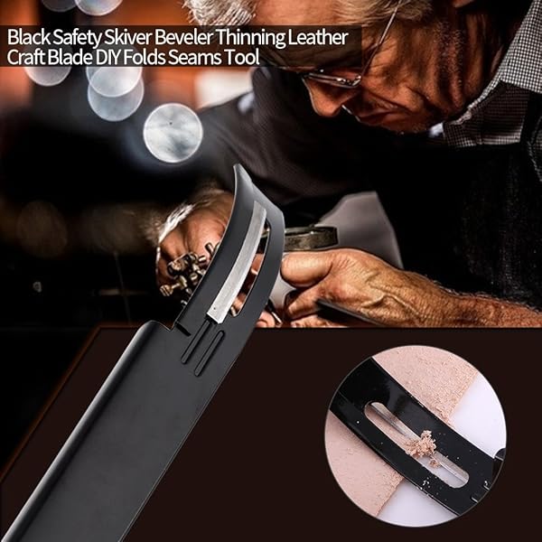 Walfront Black Safety Skiver Beveler: Essential Leather Craft Tool for Thinning & Folds Seams DIY - View 5 of 10