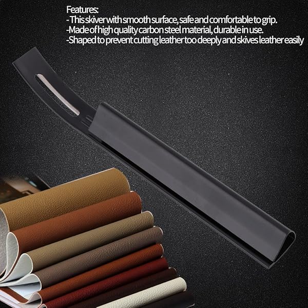 Walfront Black Safety Skiver Beveler: Essential Leather Craft Tool for Thinning & Folds Seams DIY - View 9 of 10
