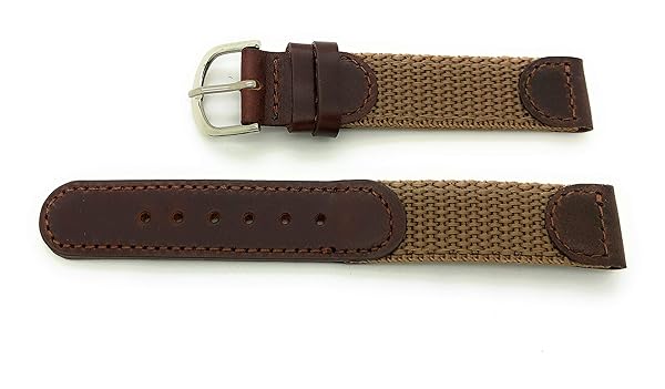 Canvas Watch Bands 16mm Brown Canvas Nylon Leather Watch Band for Swiss Army Style Timepieces - View 5 of 5