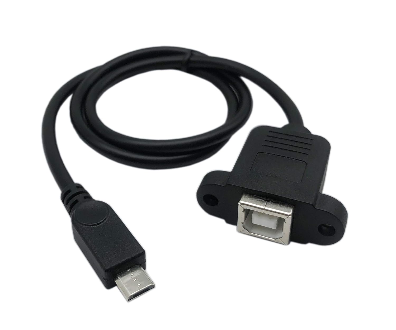 CERRXIAN CERRXIAN 50cm Micro USB to USB Type B Female Extension Cable for Data and Charging with Panel Mount and Screws
