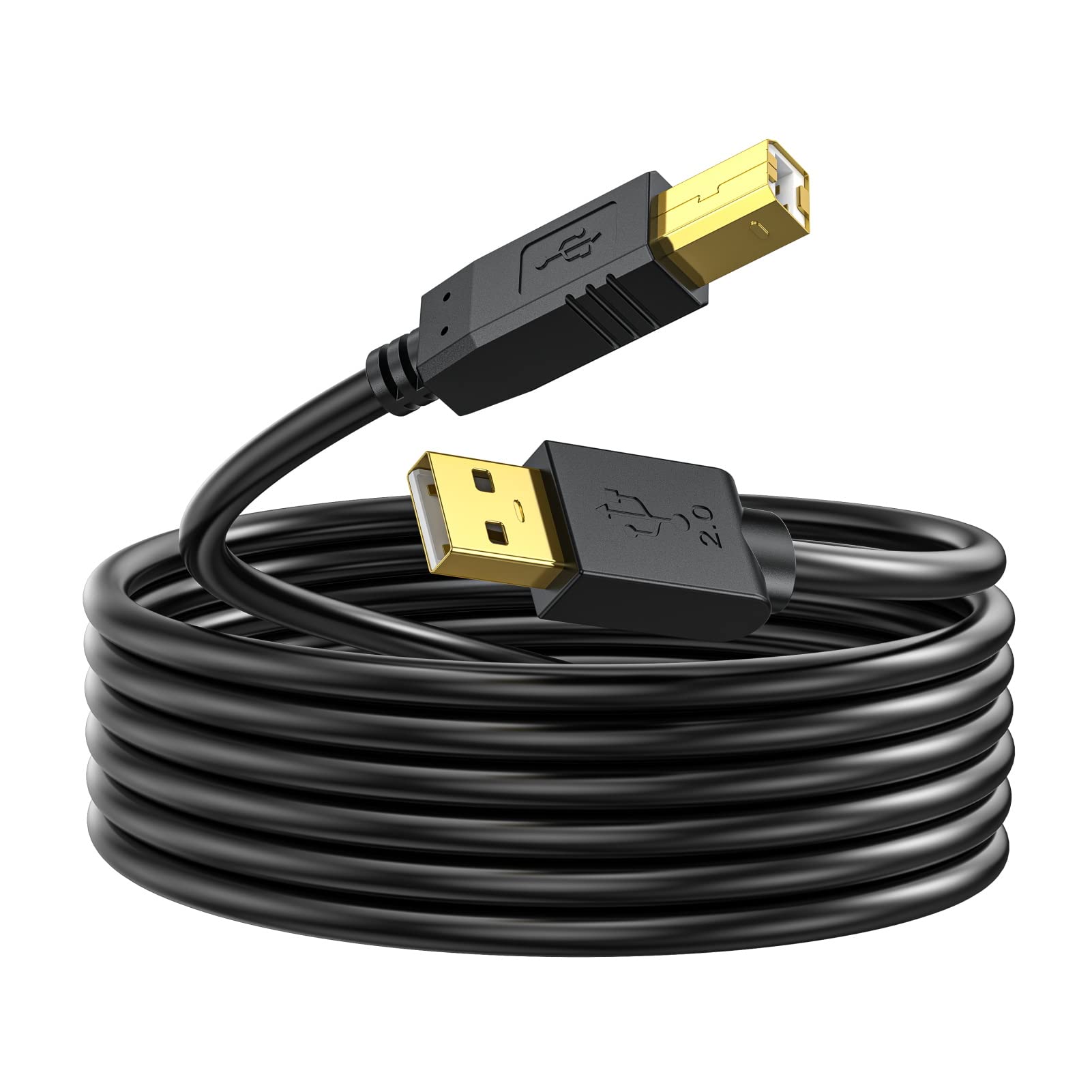 NC XQIN NC XQIN 20ft USB 2.0 Printer Cable A-Male to B-Male - Gold-Plated for Printers & Scanners
