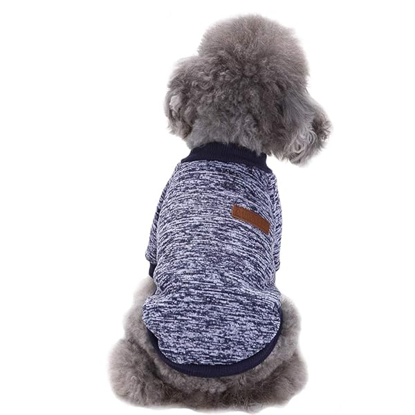 JECIKELON Jecikelon Dog Sweater Soft Winter Clothing for Small Dogs and Puppies Navy Blue XS