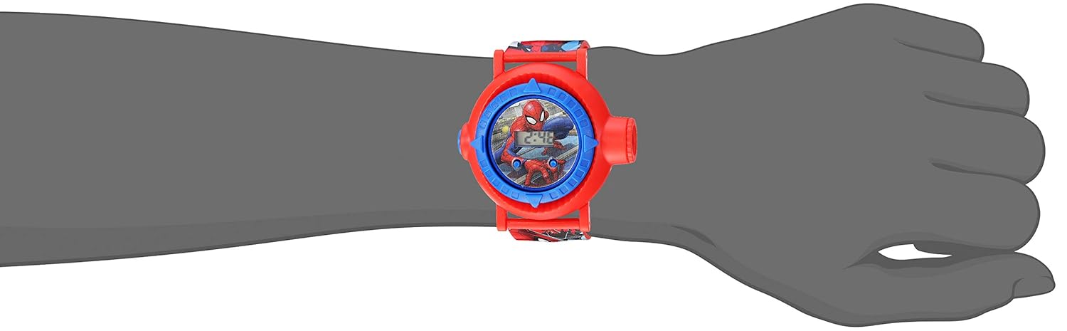Accutime Marvel Spider-Man Kids LCD Projection Watch with 10 Image Projections Red Plastic Case Light-Up Feature Adjustable Fit for Kids 5.5 to 8 Inches - View 2 of 3
