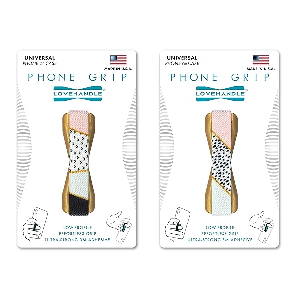 LOVEHANDLE LOVEHANDLE Universal Grip for Smartphones & Mini Tablets - Kaleidoscope Design, Pack of 2 with Gold Base - View 2 of 9