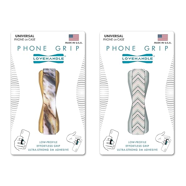 LOVEHANDLE LOVEHANDLE Universal Phone Grip: Chic Chevron Holder for Smartphones & Tablets - Wireless Charging Compatible, Made in the USA - View 2 of 8