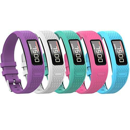 QGHXO Soft Silicone Replacement Bands for Garmin Vivofit 1 & 2 - 10 Colors, Small & Large Sizes Available