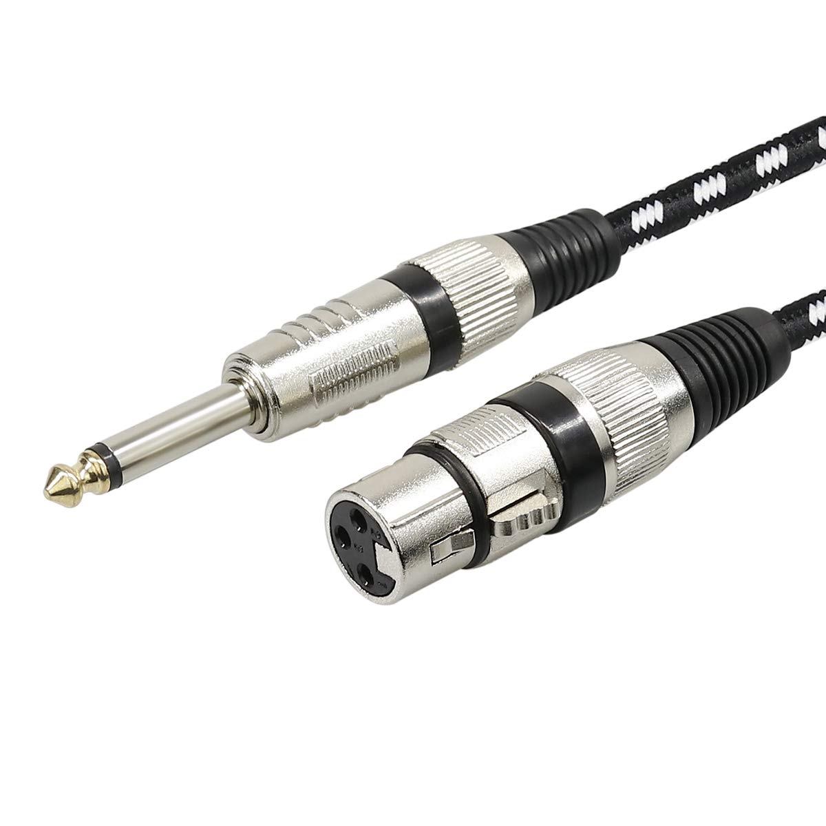 FURUI "FURUI 6ft XLR Female to 1/4" TS Microphone Cable - Durable Nylon Braided Unbalanced Audio Cable"