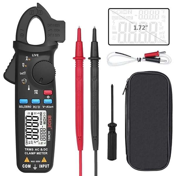 BSIDE BSIDE ACM91 Digital Clamp Meter: True RMS, Auto-Ranging, 6000 Counts, AC/DC Current, Voltage Tester & More