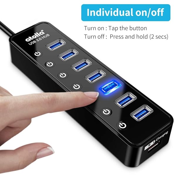 atolla Atolla 7-Port USB Hub 3.0 with Smart Charging and Individual Switches for MacBook Pro Mini and More - View 4 of 7