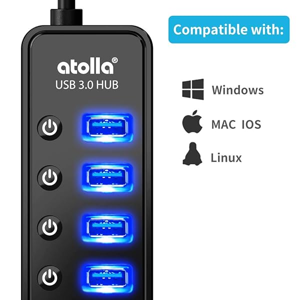 atolla Atolla 7-Port USB Hub 3.0 with Smart Charging and Individual Switches for MacBook Pro Mini and More - View 5 of 7