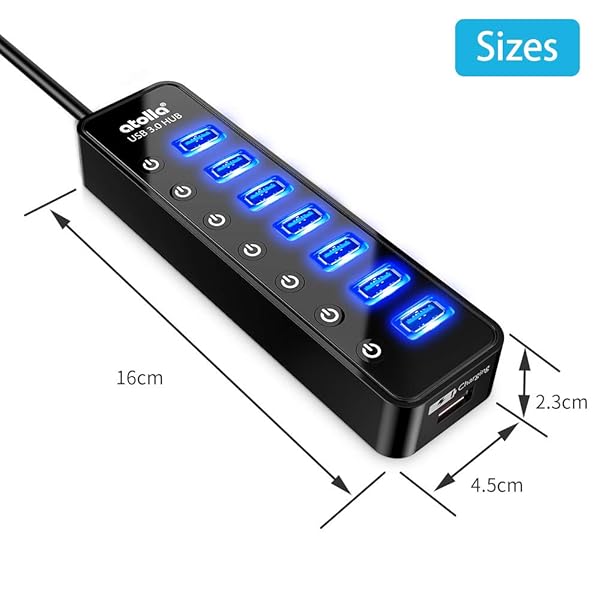 atolla Atolla 7-Port USB Hub 3.0 with Smart Charging and Individual Switches for MacBook Pro Mini and More - View 7 of 7