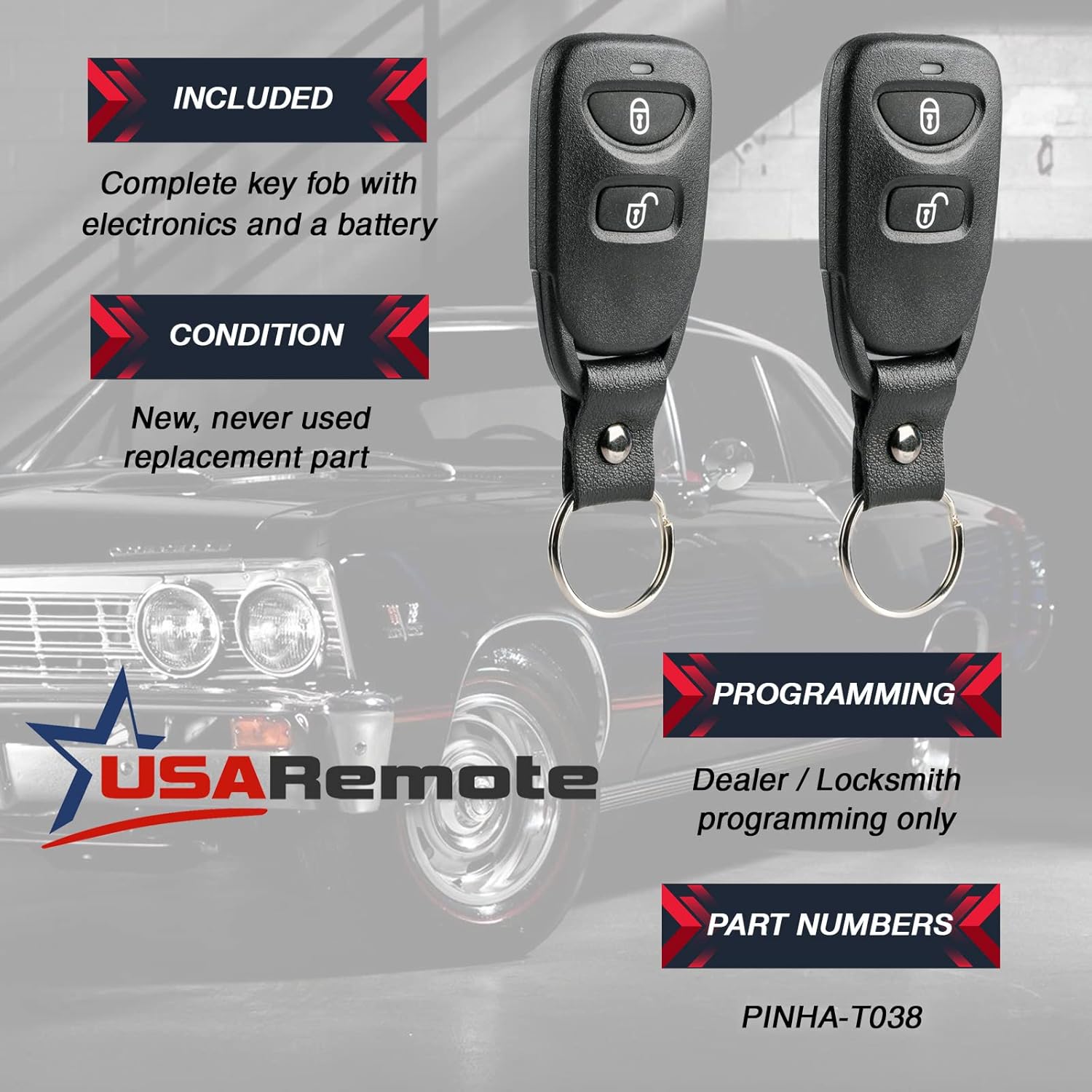 USARemote Key Fob Keyless Entry Remote Set of 2 for 2007-2012 Hyundai Santa Fe PINHA-T038 - View 3 of 8
