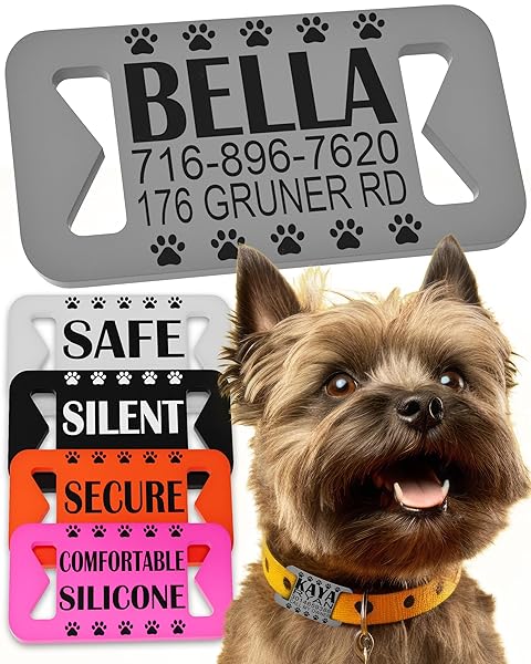 Dog Collar Tag Personalized Silicone Dog ID Tags Custom Pet Name Tags for Dogs