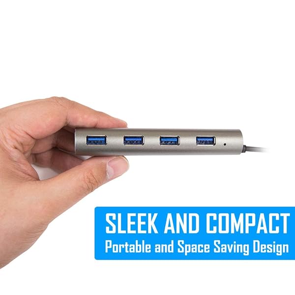 Kingwin Kingwin USB C Hub: Portable Aluminum Adapter with 4 USB 3.0 Ports for MacBook, Chromebook & More - Space Grey - View 6 of 10