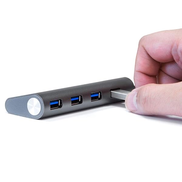 Kingwin Kingwin USB C Hub: Portable Aluminum Adapter with 4 USB 3.0 Ports for MacBook, Chromebook & More - Space Grey - View 7 of 10