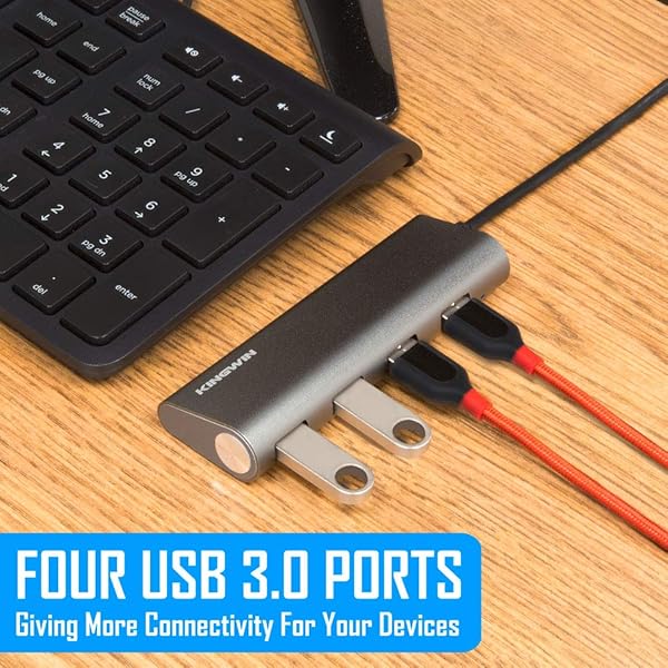 Kingwin Kingwin USB C Hub: Portable Aluminum Adapter with 4 USB 3.0 Ports for MacBook, Chromebook & More - Space Grey - View 8 of 10