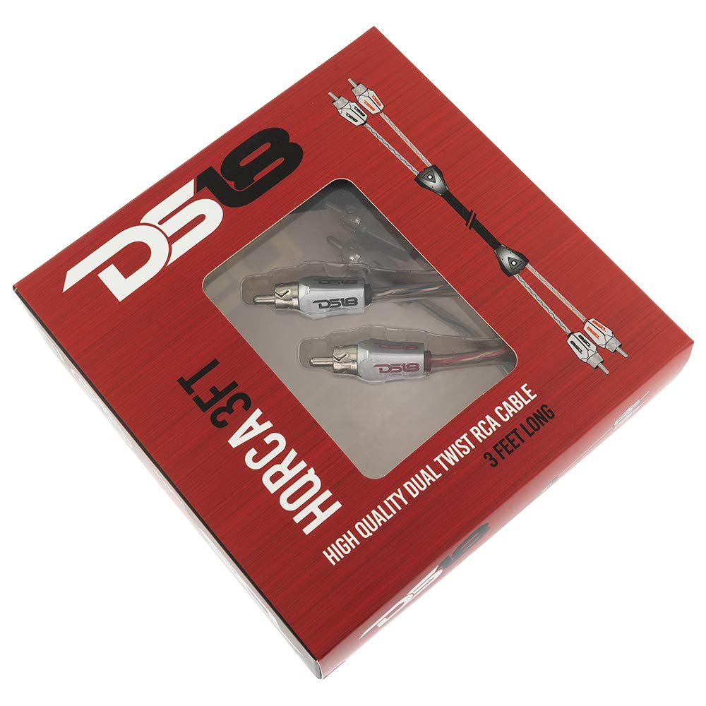 DS18 DS18 HQRCA-3FT RCA Stereo Audio Cable - 3ft Dual Twist Wire for Premium Sound Quality & Noise Rejection