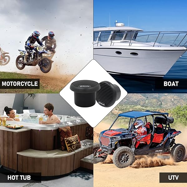 Herdio Herdio 3 Inch 12V Marine Boat Bluetooth Stereo Receiver Motorcycle Speakers Digital Media Audio System Round Flush Mount 140 Watt Pair - View 7 of 8