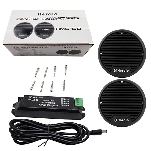 Herdio Herdio 3 Inch 12V Marine Boat Bluetooth Stereo Receiver Motorcycle Speakers Digital Media Audio System Round Flush Mount 140 Watt Pair - View 8 of 8