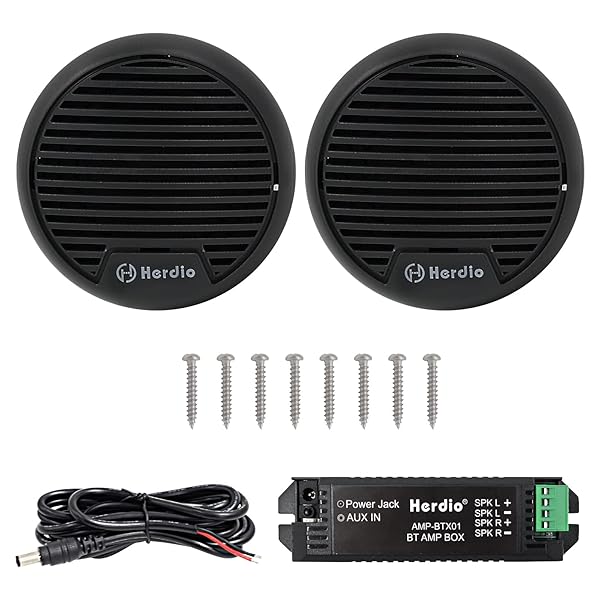 Herdio Herdio 3 Inch 12V Marine Boat Bluetooth Stereo Receiver Motorcycle Speakers Digital Media Audio System Round Flush Mount 140 Watt Pair - View 2 of 8