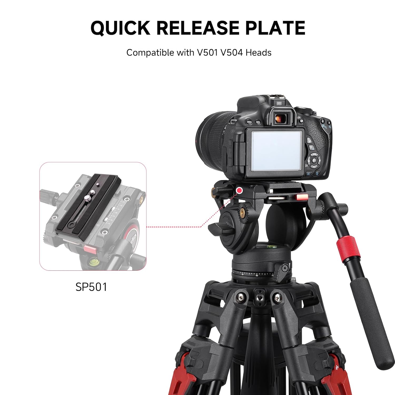 AVELLA AVELLA Universal Sliding Quick Release Plate Replacement Camera Mount with 1/4 and 3/8 Inch Screws Length 3.54 inches for Fluid Head - View 5 of 9