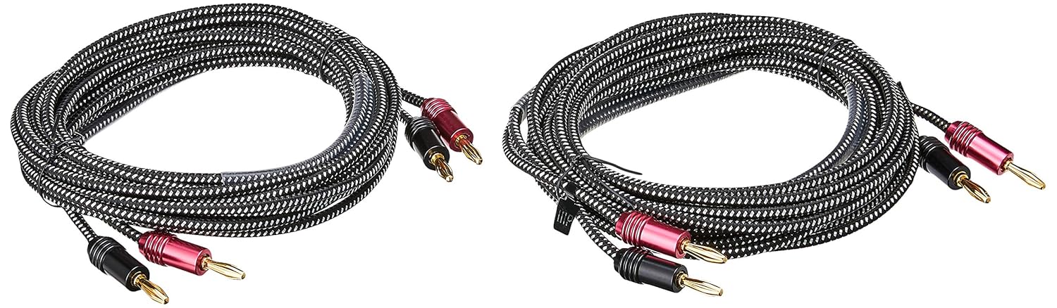 Monoprice Monoprice 134311 Premium Braided Speaker Wire 14AWG with Gold Plated Banana Plug Connectors 20 Feet Black - View 8 of 9