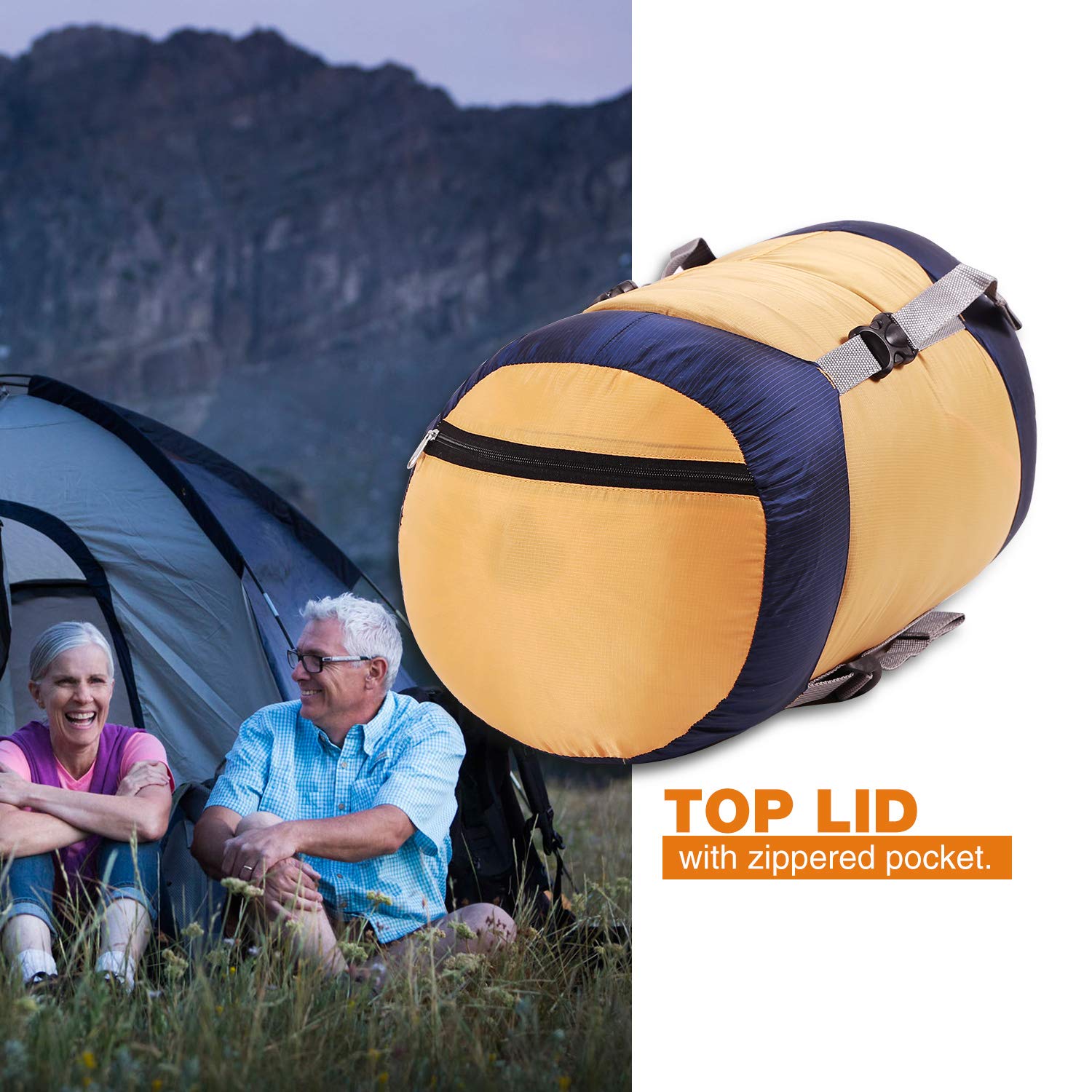 REDCAMP REDCAMP Lightweight Nylon Compression Stuff Sack for Sleeping Bags Ideal for Backpacking Hiking and Camping Orange Size S - View 3 of 6