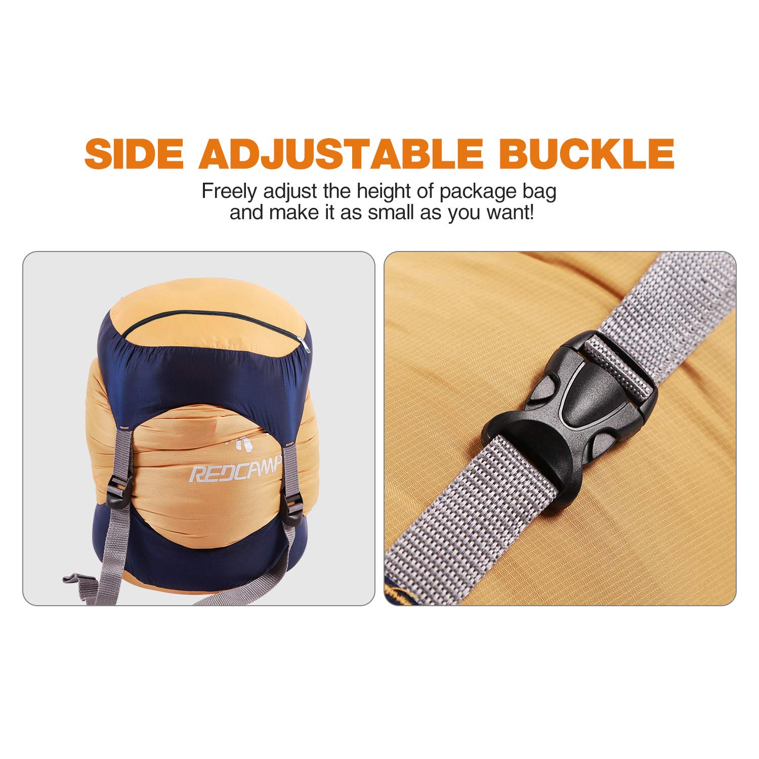 REDCAMP REDCAMP Lightweight Nylon Compression Stuff Sack for Sleeping Bags Ideal for Backpacking Hiking and Camping Orange Size S - View 5 of 6