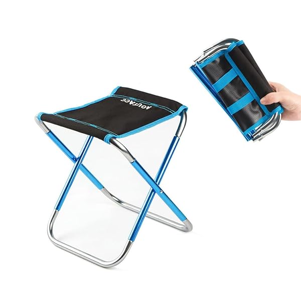 AOUTACC "Portable AOUTACC Camping Stool - Foldable Outdoor Seat for Hiking, Fishing, Beach & Travel (Blue, 8.3"x9.5"x10.6")"