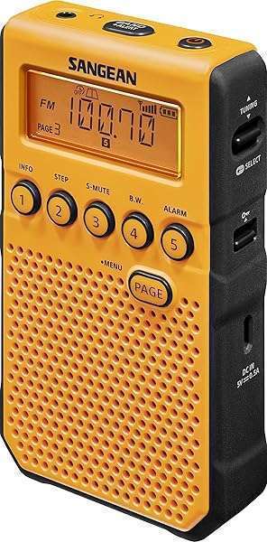 Sangean Buy Sangean DT-800YL Yellow Pocket Radio - AM/FM & NOAA Weather Alerts for Reliable Emergency Listening - View 3 of 8