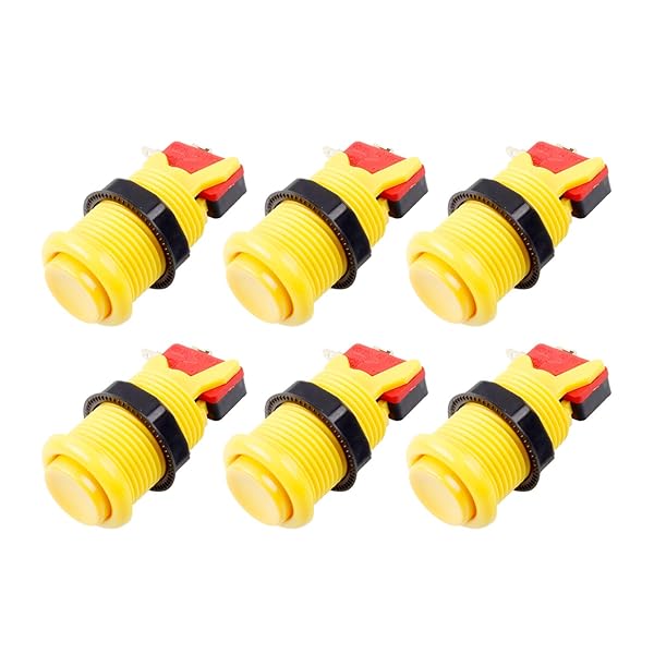 EG STARTS EG 6X American Style 30mm Arcade Buttons - Switchable Happ Type for Jamma MAME Kits (Yellow)
