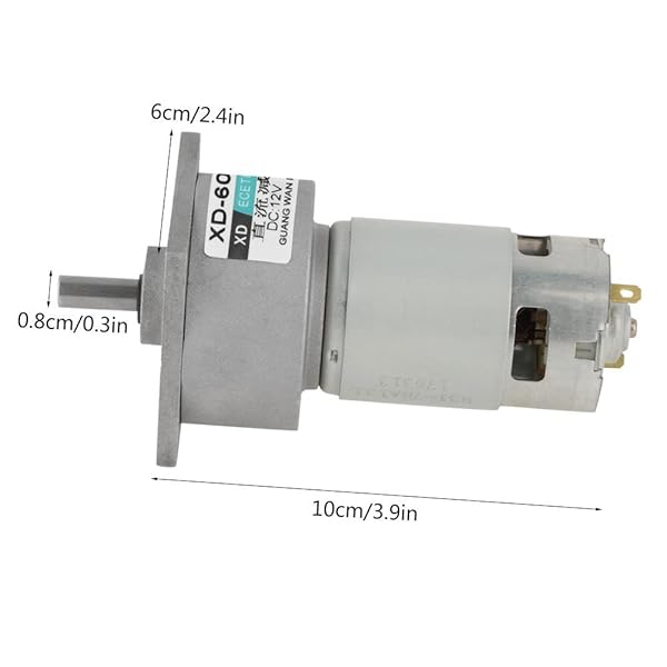 Hilitand Mini DC Gear Motor 12V 35W - Adjustable Speed CW/CCW, 5RPM Metal Motor for Robotics & DIY Projects - View 3 of 10