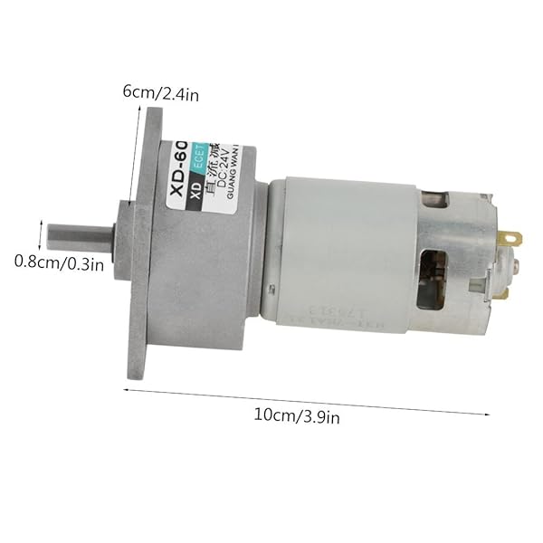 Hilitand Buy Hilitand 12V/24V 35W Mini DC Gear Motor - Adjustable Speed, CW/CCW, 150rpm for DIY Projects - View 3 of 10