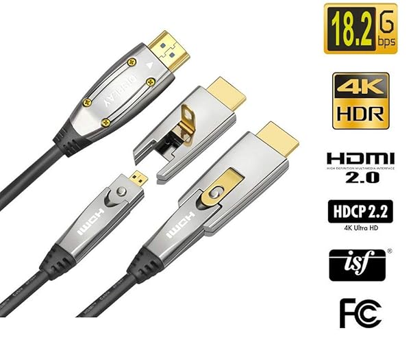 Jeirdus Jeirdus 20ft HDMI Fiber Optic Cable - 18Gbps 4K60Hz, Micro & Standard Connectors, Easy Routing - View 3 of 8