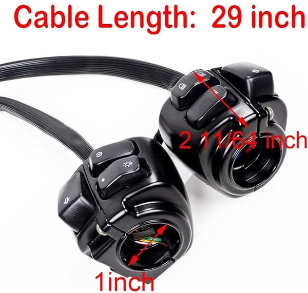ESUBOSHI 1'' Handlebar Control Switch Kit with Wiring Harness for Harley Dyna & Softail XL883 - Black ESUBOSHI - View 7 of 9