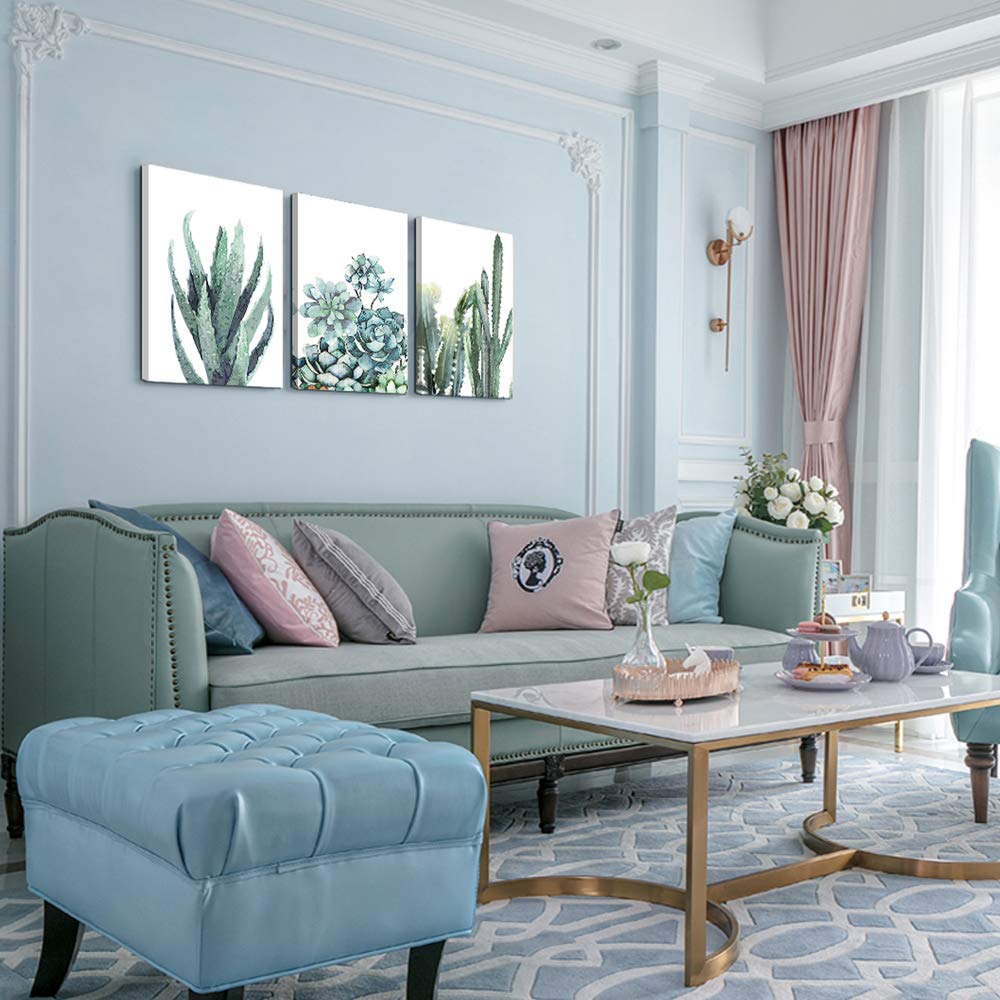 TTHYUEWS Canvas Wall Art Set of 3 Modern Green Plant and Flower Prints for Living Room Bedroom Bathroom Kitchen Office Home Decor 12 X 16 Inches - View 3 of 8