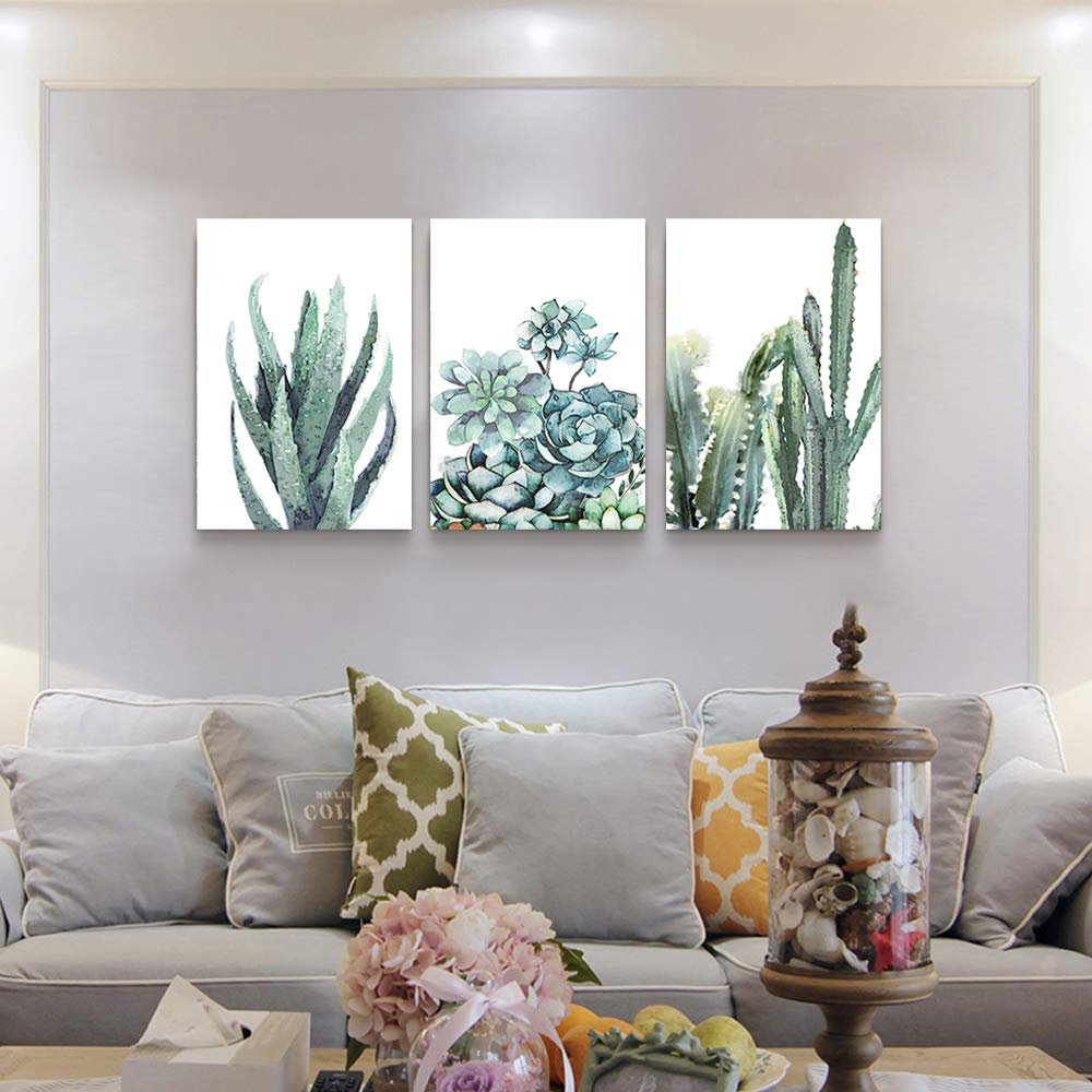 TTHYUEWS Canvas Wall Art Set of 3 Modern Green Plant and Flower Prints for Living Room Bedroom Bathroom Kitchen Office Home Decor 12 X 16 Inches - View 5 of 8