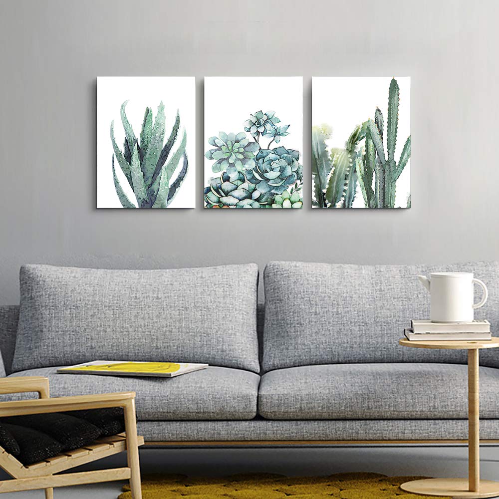 TTHYUEWS Canvas Wall Art Set of 3 Modern Green Plant and Flower Prints for Living Room Bedroom Bathroom Kitchen Office Home Decor 12 X 16 Inches - View 6 of 8