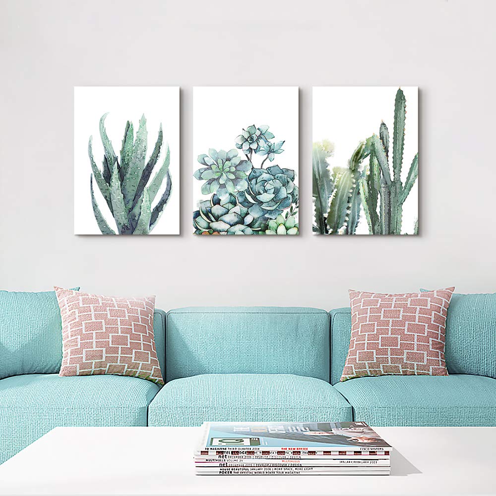 TTHYUEWS Canvas Wall Art Set of 3 Modern Green Plant and Flower Prints for Living Room Bedroom Bathroom Kitchen Office Home Decor 12 X 16 Inches - View 7 of 8